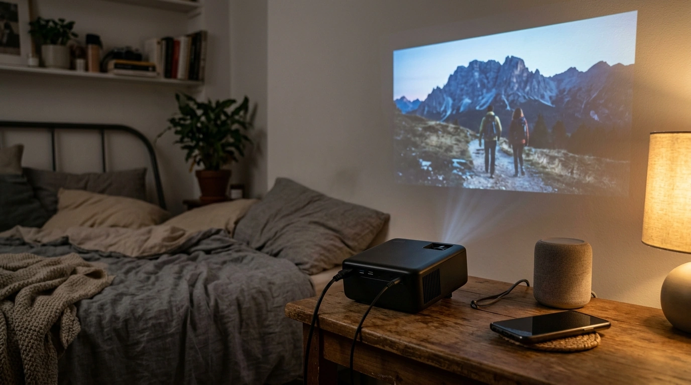 Mini 720P Projector: WiFi 6, 4K Input, BT 5.0