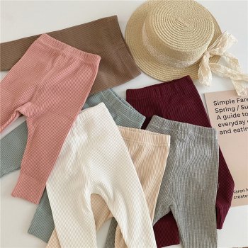 Ribbed Cotton Striped Newborn Leggings for Spring & Fall